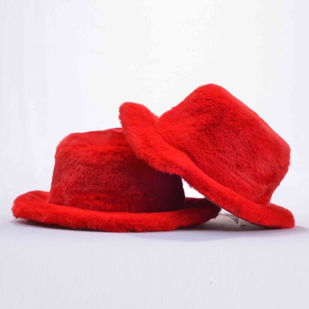 Men's Fashion Red | Red Bottom Faux Fur Hat NWT